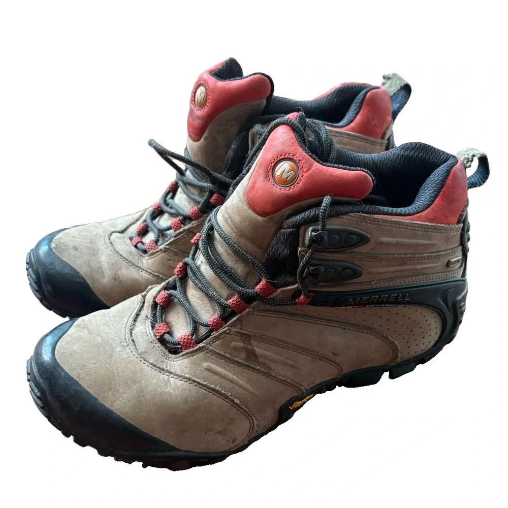 Merrell Men Continuum Hiking Trail Boots Walnut US 11 UK 10.5 EUR 45 Vibram Sole